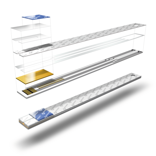 Biosensors_Sticking a test strip with adhesive tape from Lohmann.png